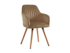 Chair with armrests in velvet and wood-effect metal - Beige - Chicyla FPMZ06255