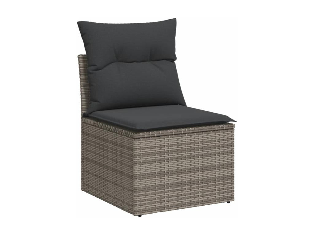 9-piece garden furniture set with grey resin wicker cushions PUQN25668