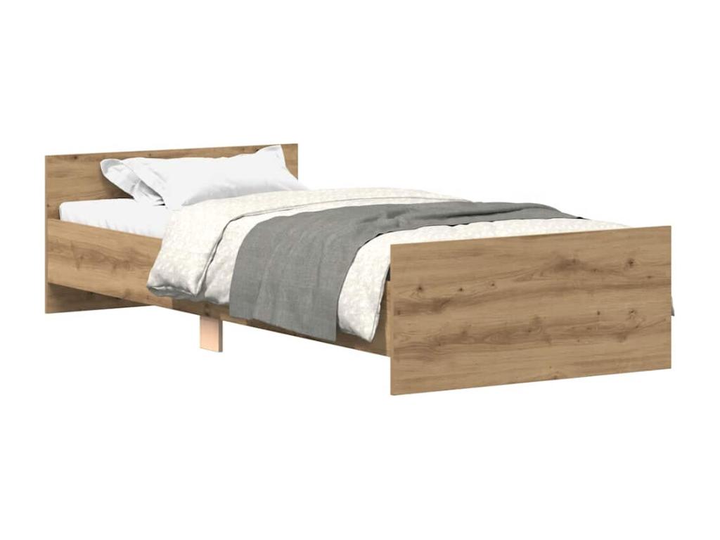Handcrafted oak bed frame without mattress, 100x200 cm, TLRA76119