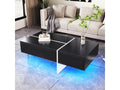 Coffee table with 3 drawers, LEDs and app, particle board, black and white, 100x50x34.5cm, DSXJ08725