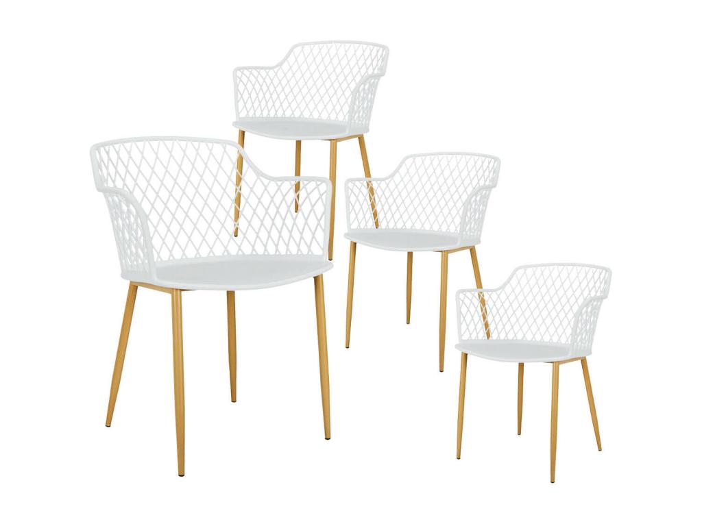 Chicyla - Set of 4 White Armchairs with Varnished Wood Effect Legs CKGV96800
