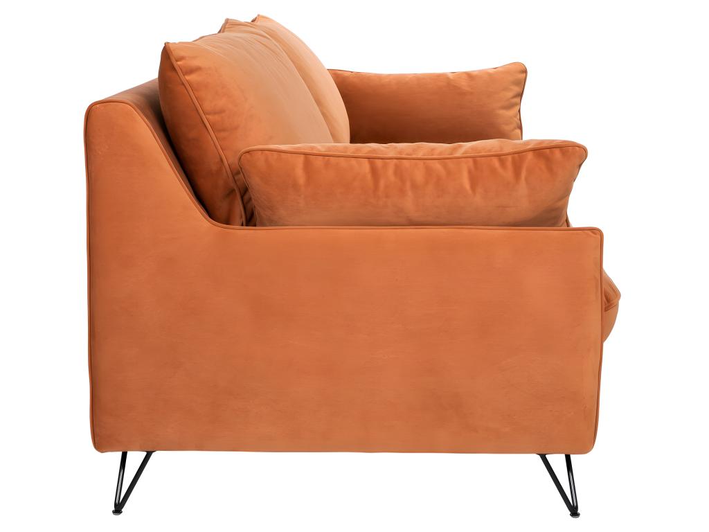 Chicyla - 4-seater convertible sofa in velvet with black hairpin legs - Rust color BPIJ38810