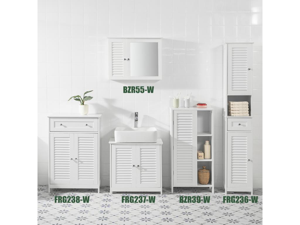 Low Cabinet, Tall Cabinet, Storage Cupboard, Wardrobe with 1 Door and 3 Shelves, White BZr39-w EKGU57292