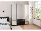 4-door wardrobe with mirrors and 3 drawers - 200 cm - black - Domopure GBBI84210