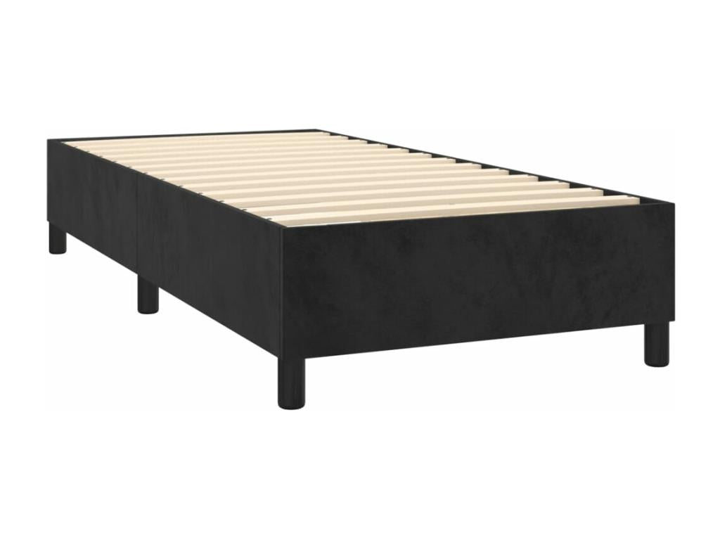 Upholstered bed base with mattress, black, 90x200 cm, velvet, DMXU00601