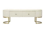 Cream metal and faux leather bench with drawers, 120x40x43 cm BTUK32934