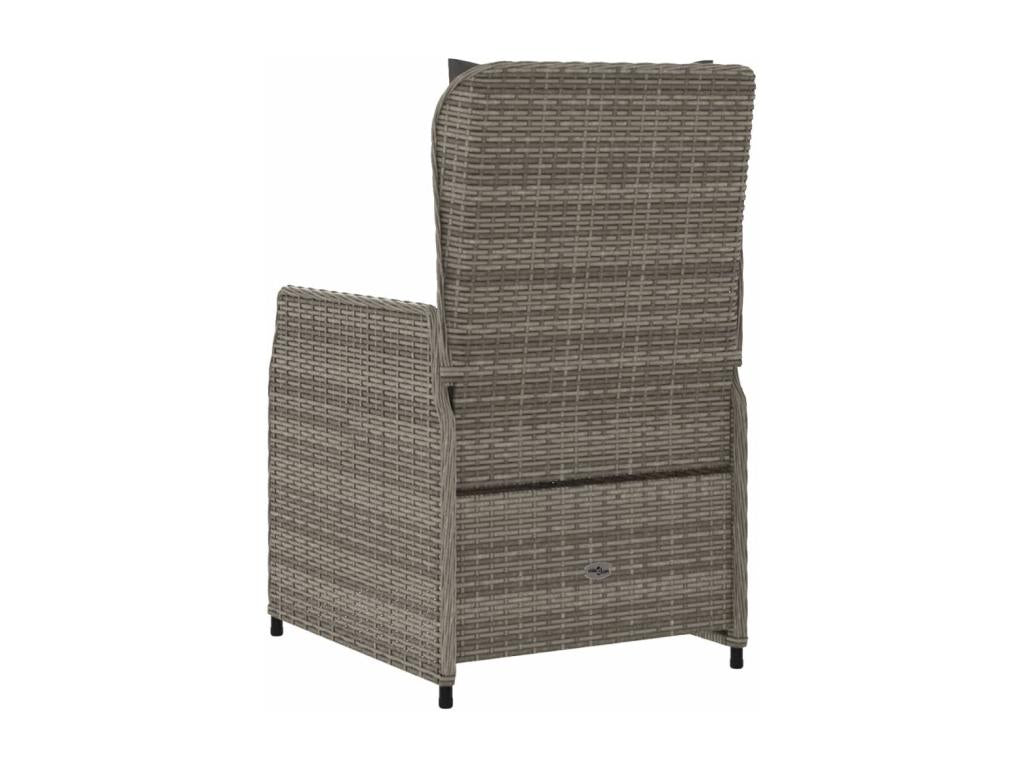 Set of 2 reclining garden chairs, grey woven resin CLYJ96576
