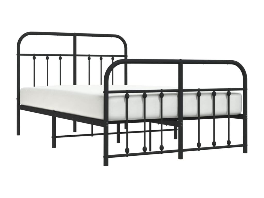 Metal bed frame with headboard/footboard, black, 120x200 cm AEKU10360