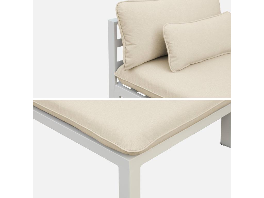 5-seater aluminum garden furniture set – deep seats – Domopure – Natural VVON85484