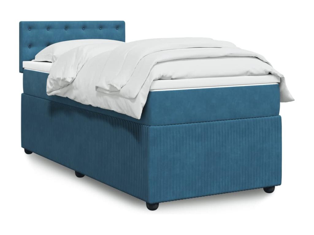 Chicyla bed base with blue 80x200 cm velvet mattress DPTU12849