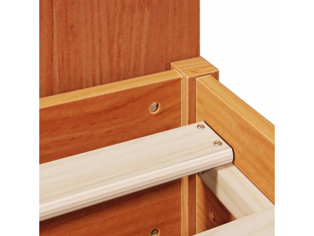Bookcase bed without brown wax mattress 90x190 cm solid pine EWBI76496