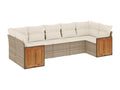 7-piece garden furniture set with cushions, beige woven resin OUDF89649