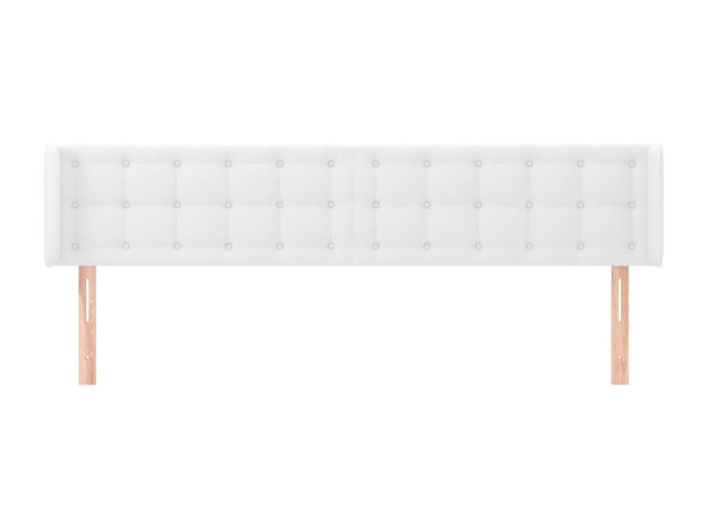Headboard with wings, White, 183x16x78/88 cm, Faux Leather, OMHH88177