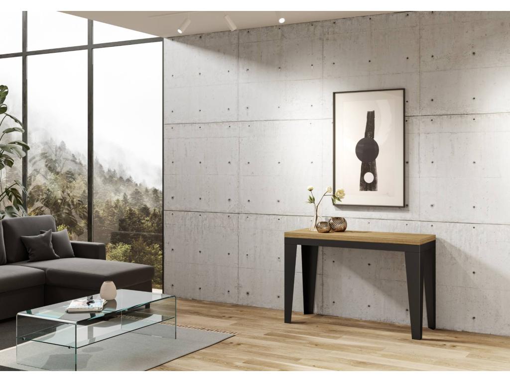 Flame Double Extendable Folding Table 120x45/90 cm Natural Oak Anthracite Frame UYFW41049