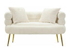 2-seater sofa in metal and white fabric with cushions, 133x68x69 cm, DUER80676