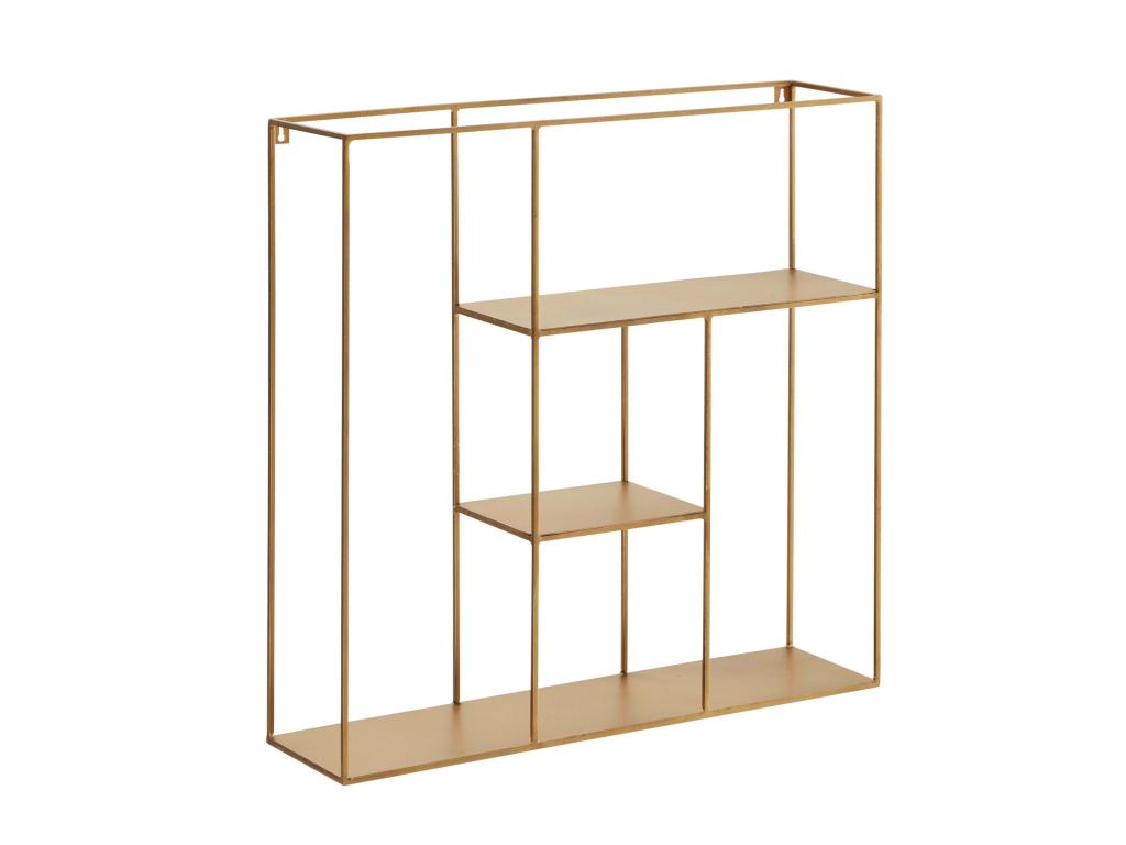 Modern Square Metal Wall Shelf 68x68x17 cm Floating Gold HAGH27297
