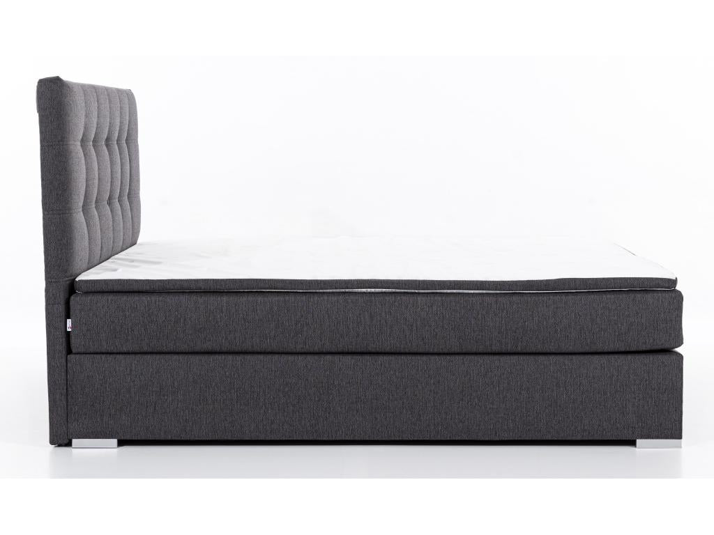 Kavin brown faux leather box spring bed with mattress and topper - 160x200 TUFB47114