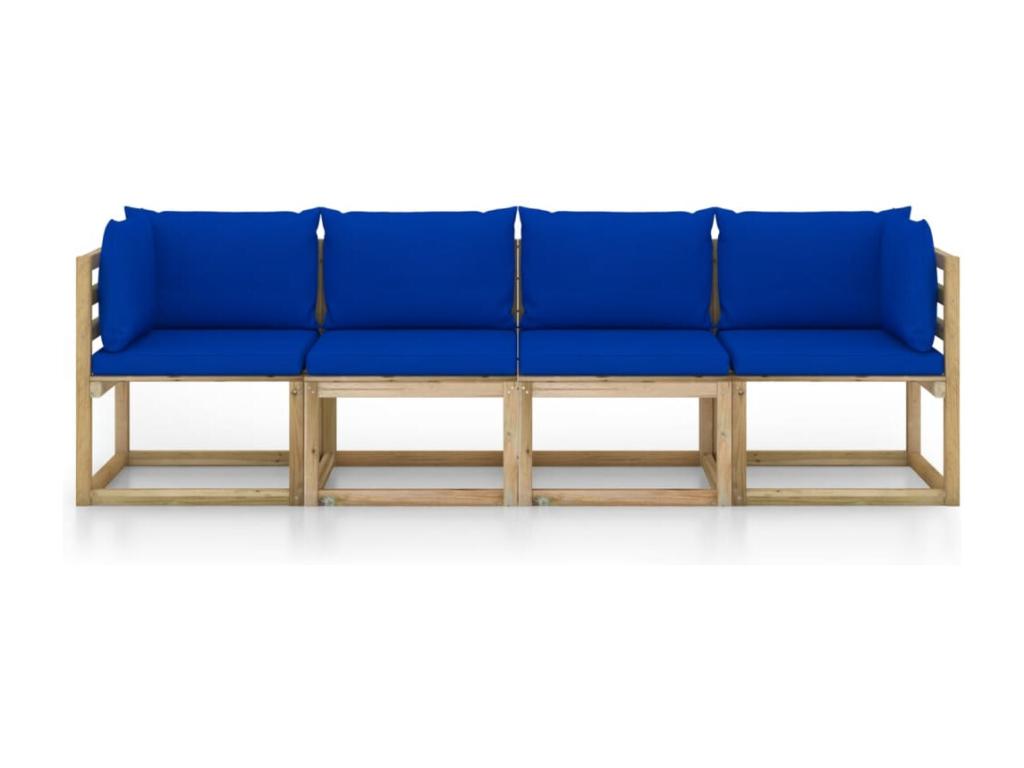 4-seater garden sofa with blue cushions MLRI91153