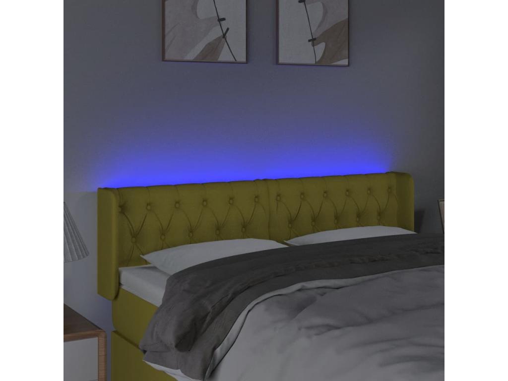 Green LED Headboard 147x16x78/88 cm Fabric UNIQ04445
