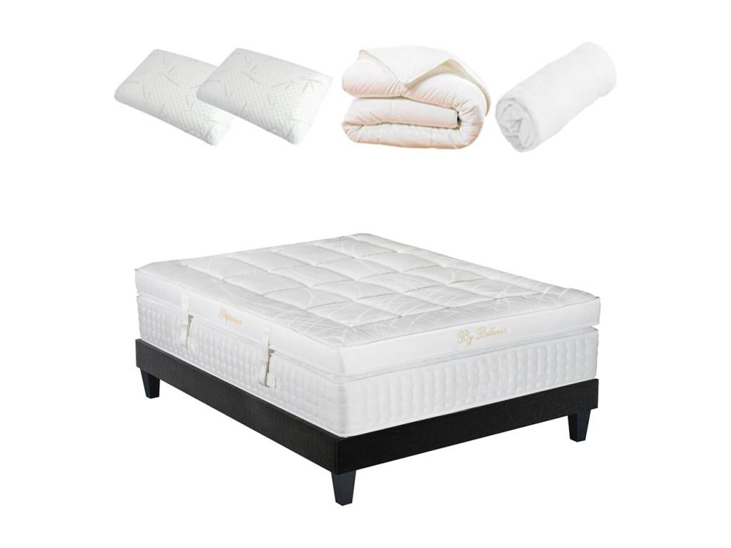 Chicyla BEDDING - EMPEROR Ready-to-Sleep Pack 140x190 cm - Memory Foam Mattress, Bed Base, Accessories POOA31317