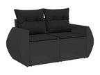 10-piece garden furniture set with cushions, black resin wicker WFHH27445