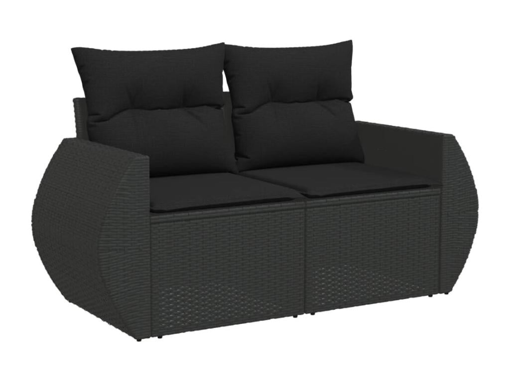10-piece garden furniture set with cushions, black resin wicker WFHH27445
