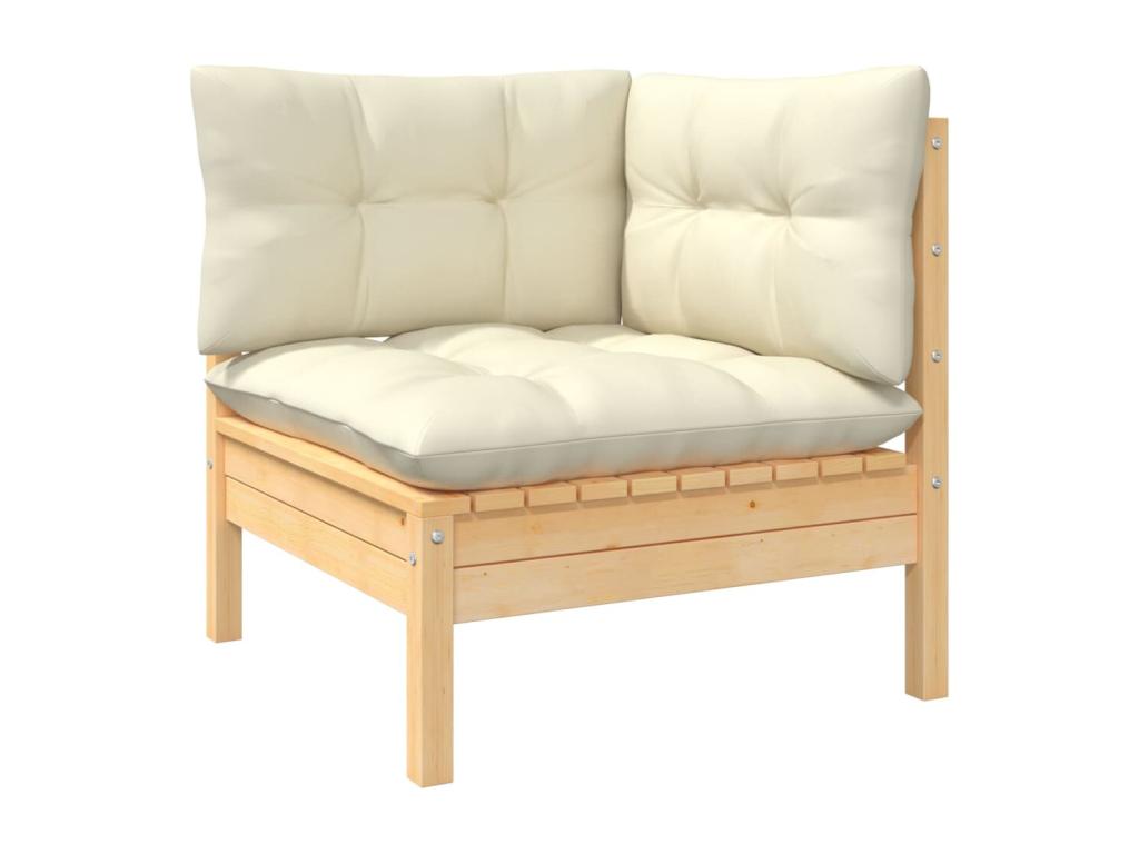 10-piece garden furniture set with cream cushions, solid pine wood, IEWE39796