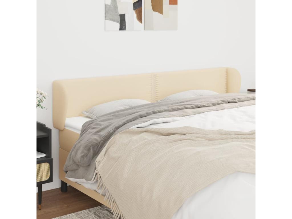 Headboard with wings, Cream, 163x23x78/88 cm, Fabric XMMK49433