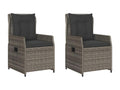 Set of 2 reclining garden chairs, grey woven resin CLYJ96576