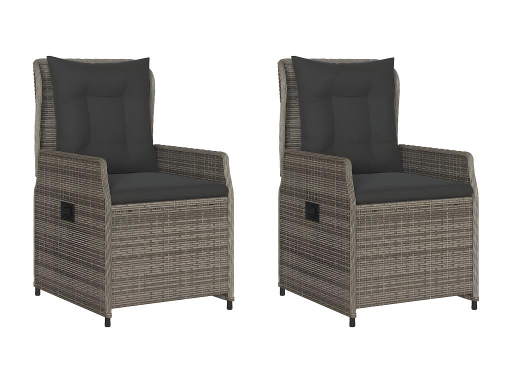 Set of 2 reclining garden chairs, grey woven resin CLYJ96576