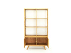 Natural solid teak bookcase with 2 doors and 6 shelves, 100x35x175cm, FIFTEES HEEA51022