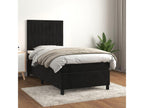 Upholstered bed base with mattress, black, 90x200 cm, velvet, DMXU00601