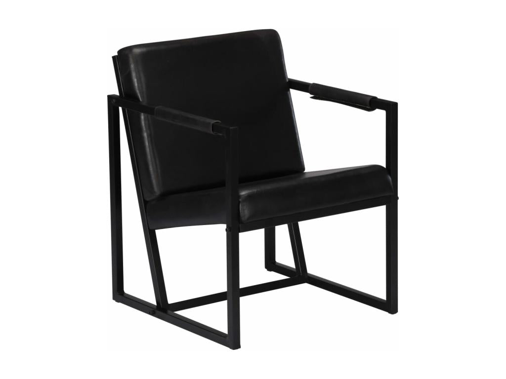 Black genuine leather armchair HBZN95327