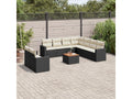10-piece garden furniture set with cushions, black resin wicker AOHW13185