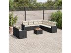 10-piece garden furniture set with cushions, black resin wicker AOHW13185