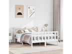 Bed frame without mattress, white, 160x200 cm, solid pine wood, JJNI49634