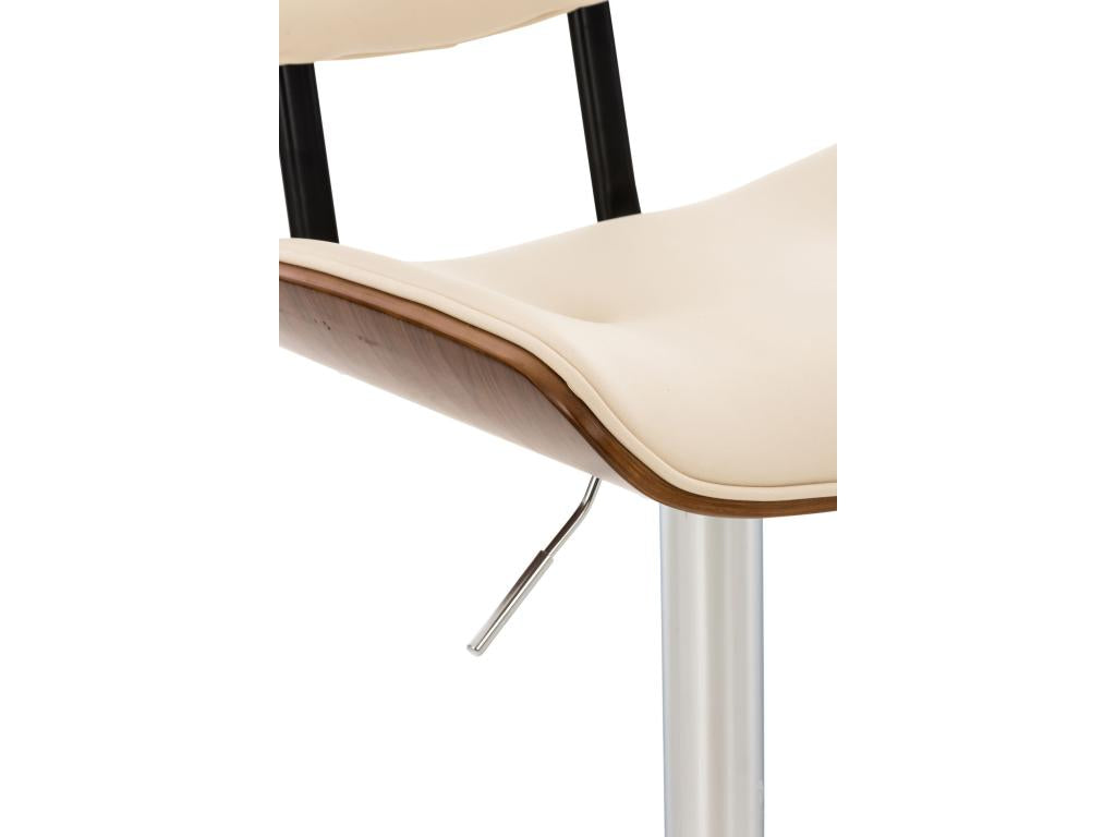 Set of 2 Bar Stools - Faux Leather / Chrome Metal - Walnut / Cream - Sarnia NAXC71791