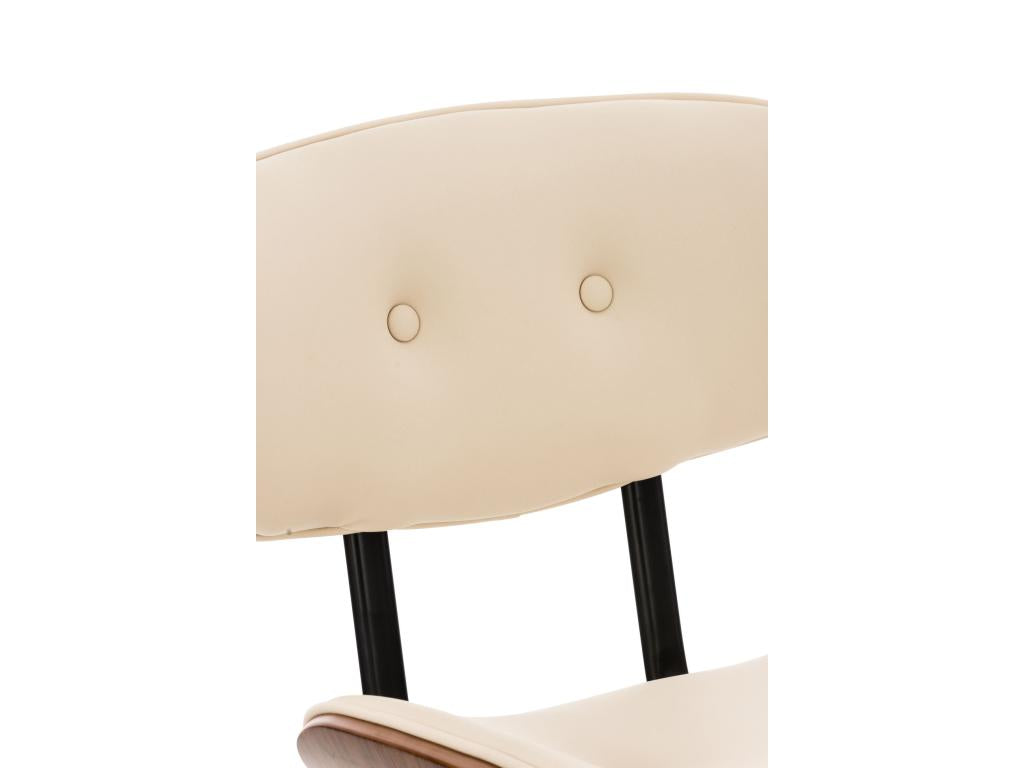 Set of 2 Bar Stools - Faux Leather / Chrome Metal - Walnut / Cream - Sarnia NAXC71791