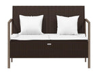 2-seater garden bench with cushions, brown woven resin SDAF03929