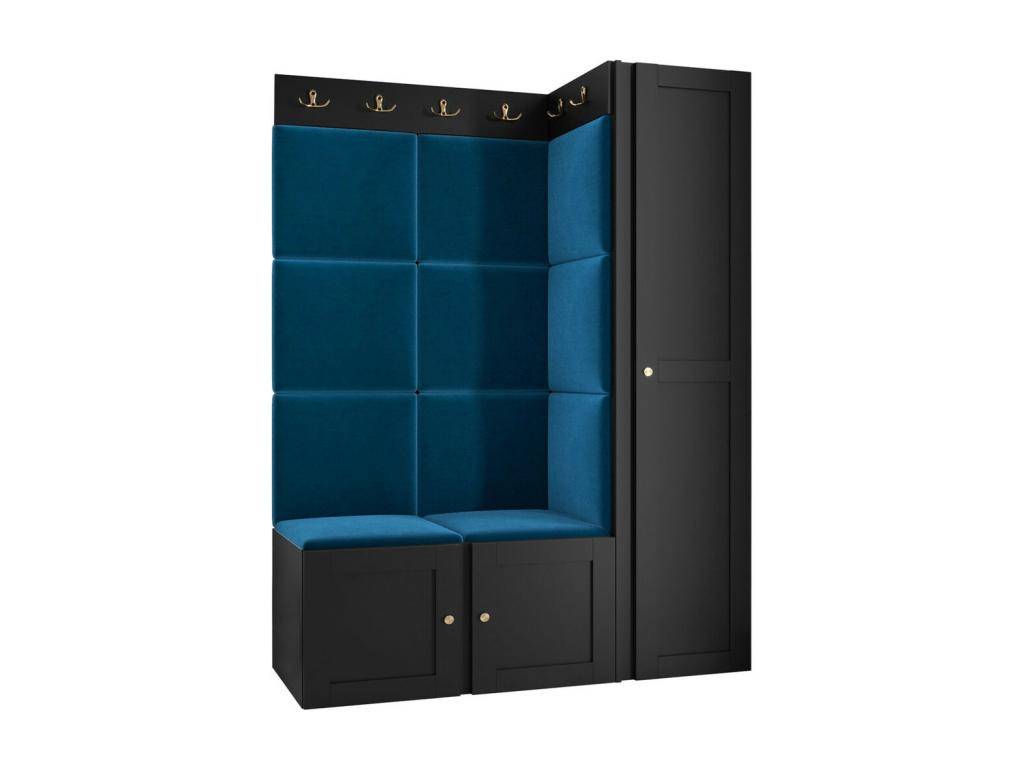 Chicyla 377 Hallway Unit 186x124x46cm Black - Blue Laminate - Upholstery - MDF ERCY17001