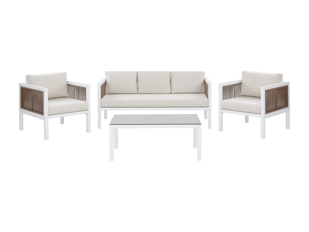 Domopure 5-Seater Garden Furniture Set with Table, White Metal PSLL65774