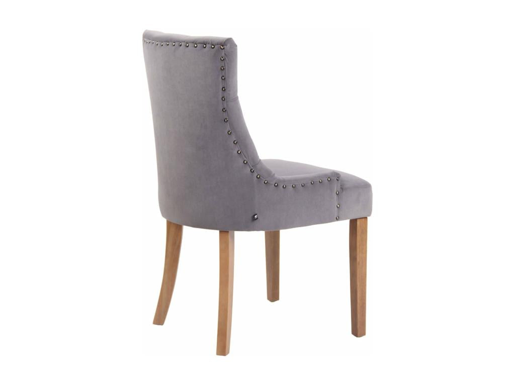 Dining chair x1, antique design, tufted in grey velvet with 4 light wood legs, 10 0001941 HSGQ43166