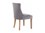 Dining chair x1, antique design, tufted in grey velvet with 4 light wood legs, 10 0001941 HSGQ43166