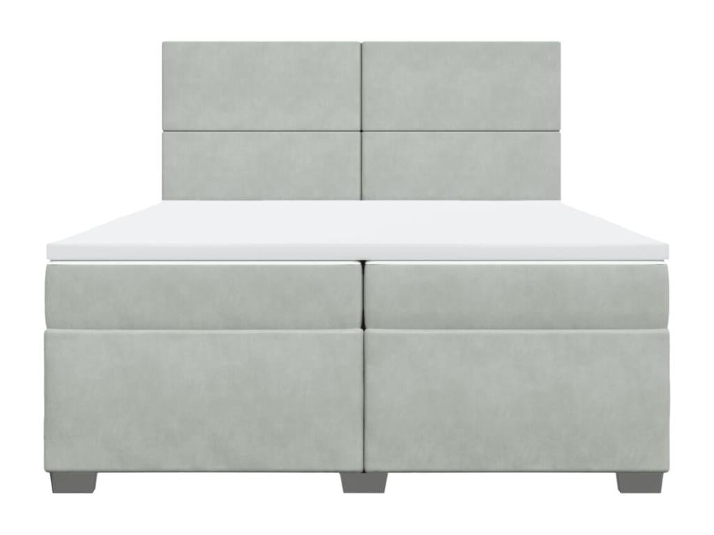 Chicyla bed base and mattress, light grey, 200x200cm, velvet, EGUM56539