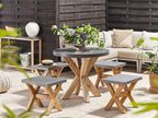 Domopure Concrete Grey 4-Seater Garden Dining Set with Stools QZVG18431