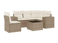 Garden furniture set with cushions, 6 pieces, beige woven resin QARW84999