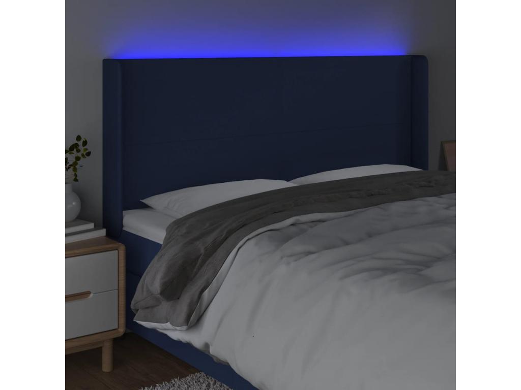 Blue LED Headboard 183x16x118/128 cm Fabric OIHX14527