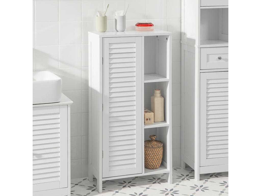 Low Cabinet, Tall Cabinet, Storage Cupboard, Wardrobe with 1 Door and 3 Shelves, White BZr39-w EKGU57292