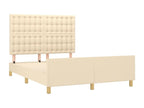 Bed frame with headboard, cream, 140x200 cm, fabric HVTD25886