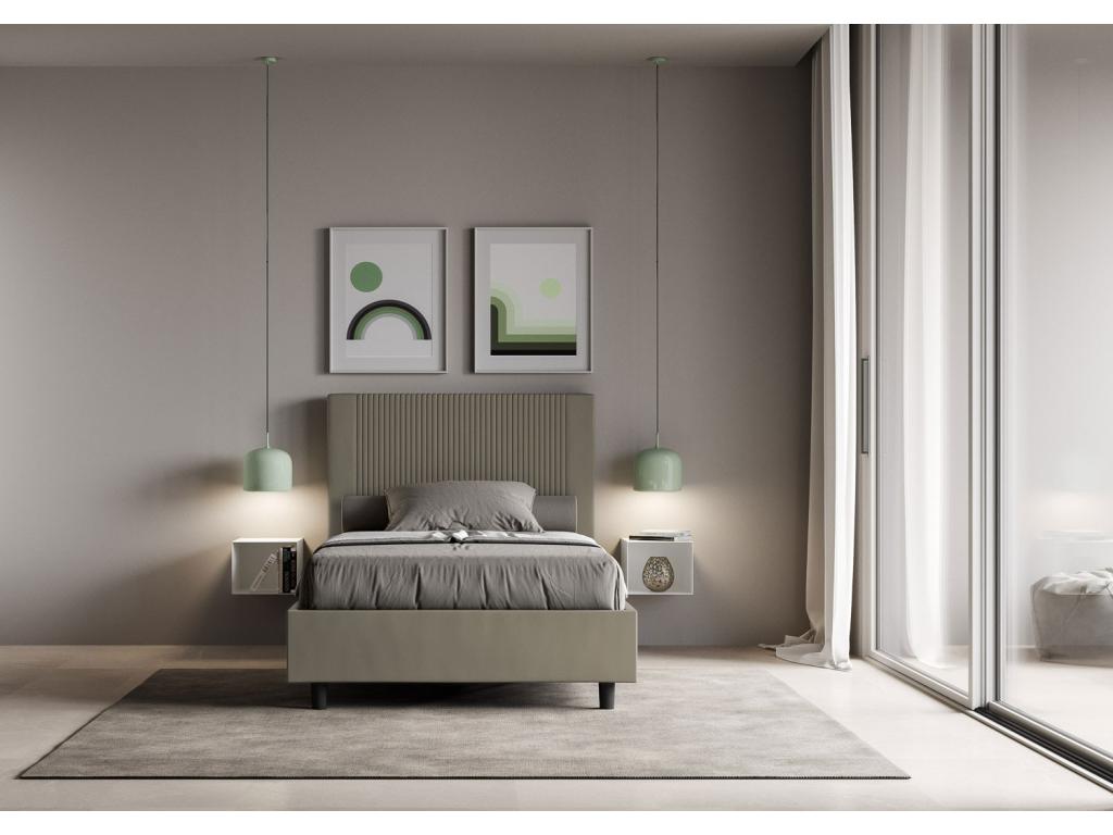 Chicyla BRHQ71223 Single Bed with Upholstered Storage 120x200cm Cappuccino Faux Leather